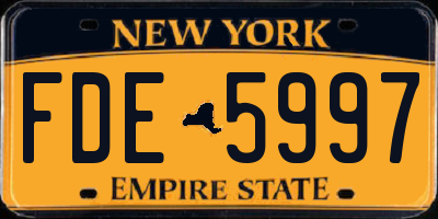 NY license plate FDE5997