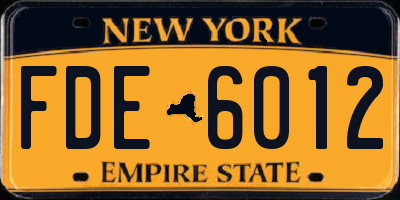 NY license plate FDE6012