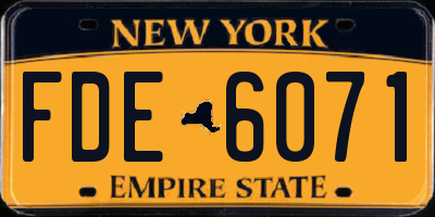 NY license plate FDE6071