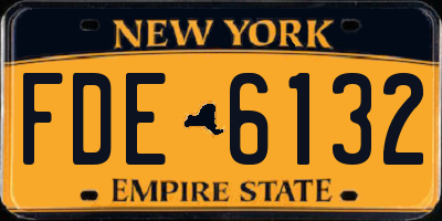NY license plate FDE6132