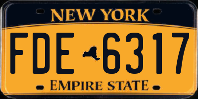 NY license plate FDE6317