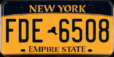 NY license plate FDE6508