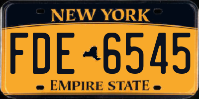 NY license plate FDE6545