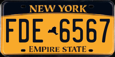NY license plate FDE6567