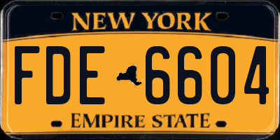 NY license plate FDE6604