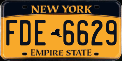 NY license plate FDE6629