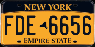 NY license plate FDE6656