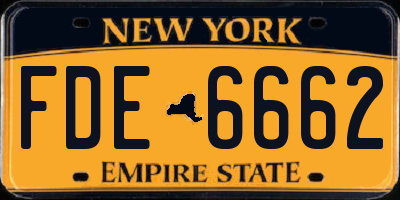 NY license plate FDE6662