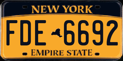 NY license plate FDE6692