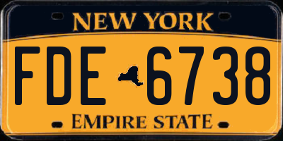 NY license plate FDE6738