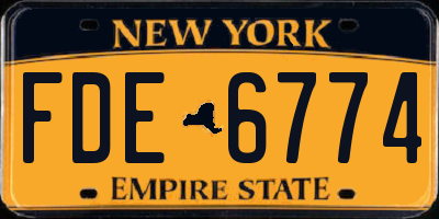 NY license plate FDE6774