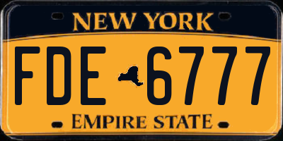 NY license plate FDE6777