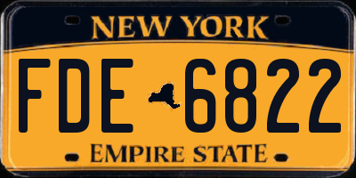 NY license plate FDE6822