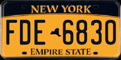 NY license plate FDE6830