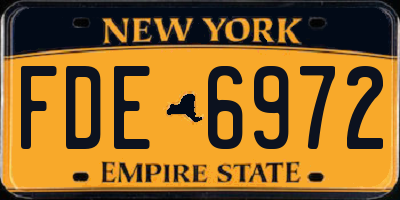 NY license plate FDE6972