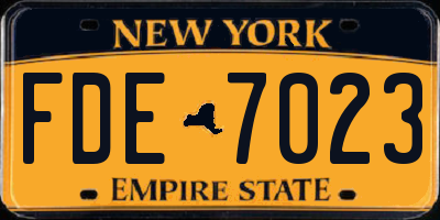 NY license plate FDE7023