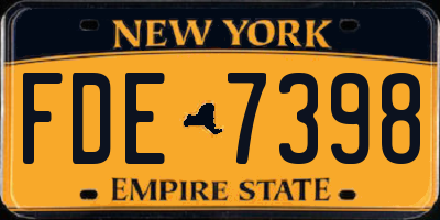 NY license plate FDE7398