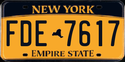 NY license plate FDE7617