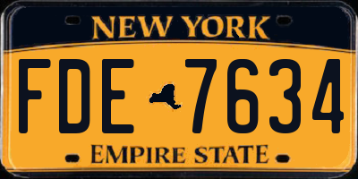 NY license plate FDE7634