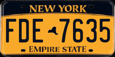 NY license plate FDE7635