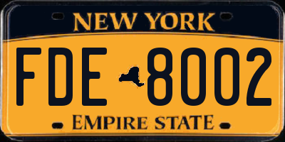 NY license plate FDE8002