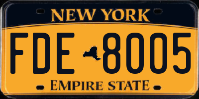 NY license plate FDE8005