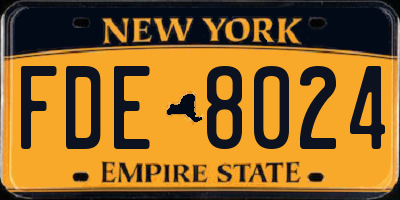 NY license plate FDE8024