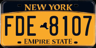NY license plate FDE8107