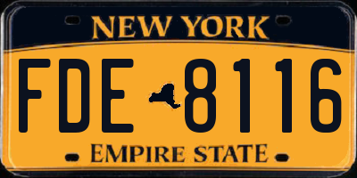 NY license plate FDE8116