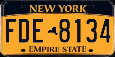 NY license plate FDE8134