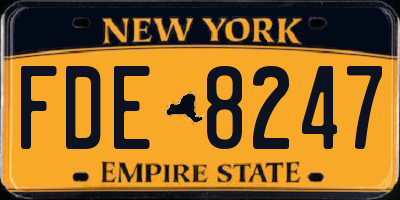 NY license plate FDE8247