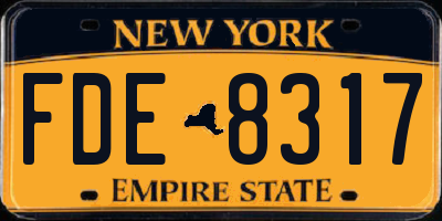 NY license plate FDE8317