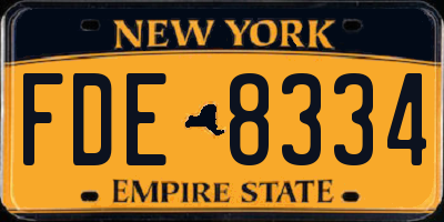 NY license plate FDE8334