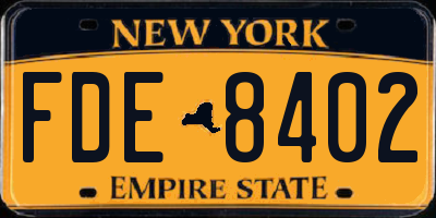NY license plate FDE8402