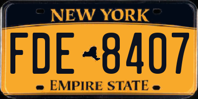 NY license plate FDE8407