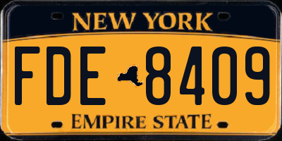 NY license plate FDE8409