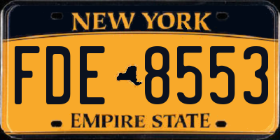 NY license plate FDE8553