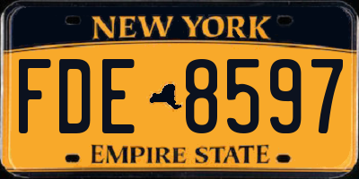 NY license plate FDE8597