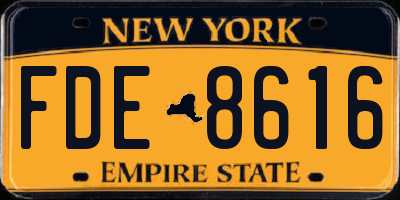 NY license plate FDE8616