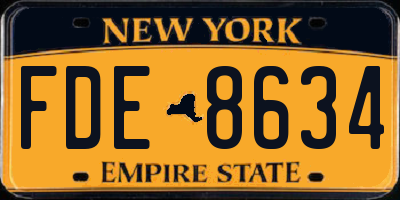 NY license plate FDE8634
