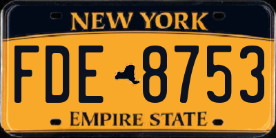 NY license plate FDE8753