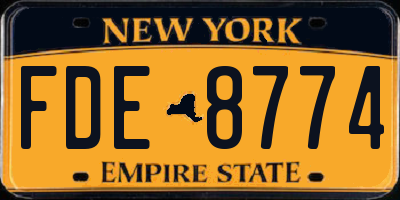 NY license plate FDE8774