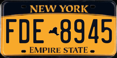 NY license plate FDE8945
