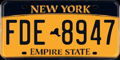 NY license plate FDE8947