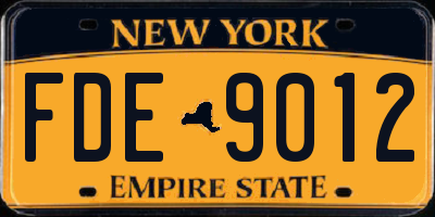NY license plate FDE9012