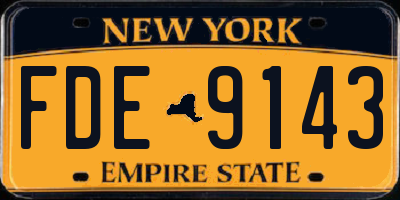 NY license plate FDE9143