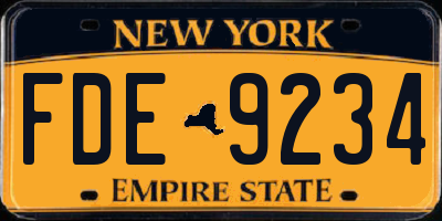 NY license plate FDE9234