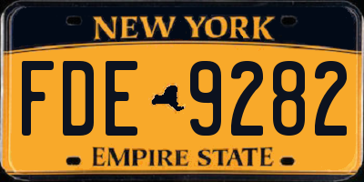 NY license plate FDE9282