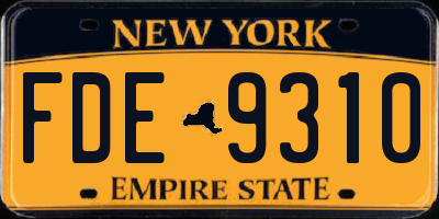 NY license plate FDE9310