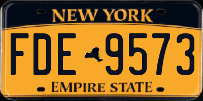 NY license plate FDE9573